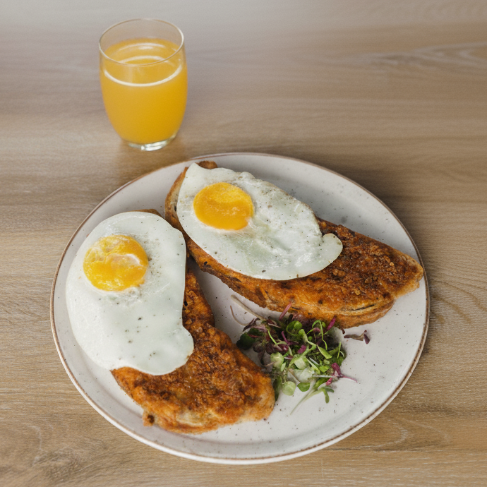 Mince on Toast Topped with Eggs